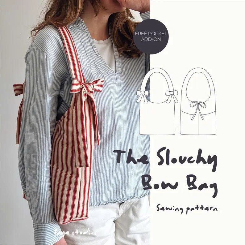 Slouchy Hobo Bow Bag Sewing Pattern PDF, Slouchy Tote Bag Pattern, Beginner Friendly Video Tutorial