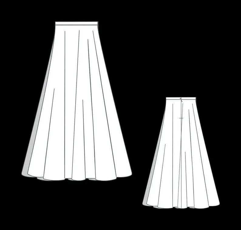 Vintage Circle Skirt and Blouse Sewing Pattern, Ruffle Details (XS-4XL) (Digital PDF Download)
