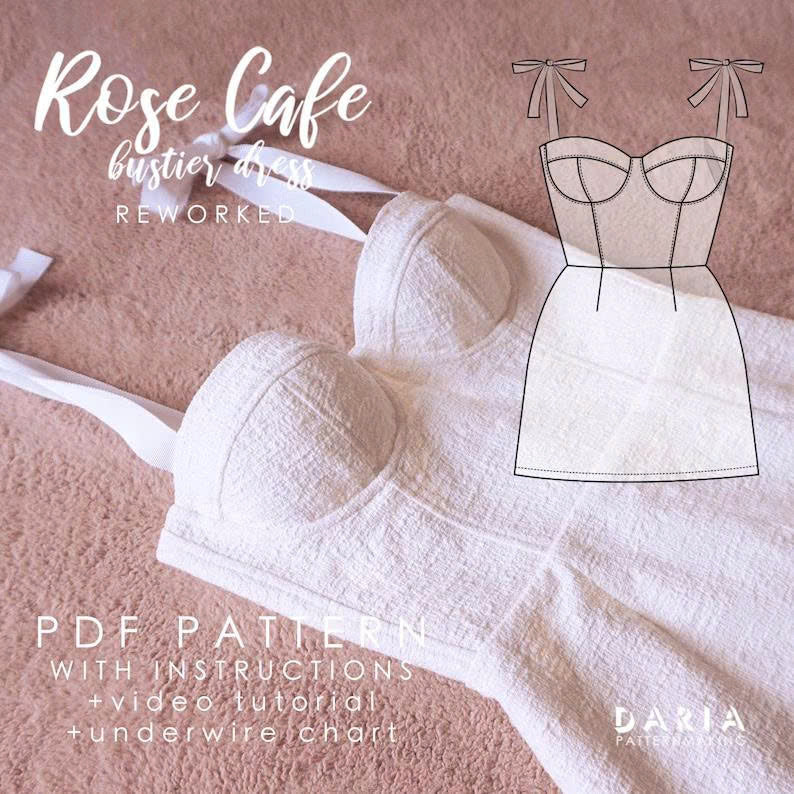 Rose Cafe Bustier Dress Sewing Pattern: Underwire Soft Cup (A4 PDF Download)