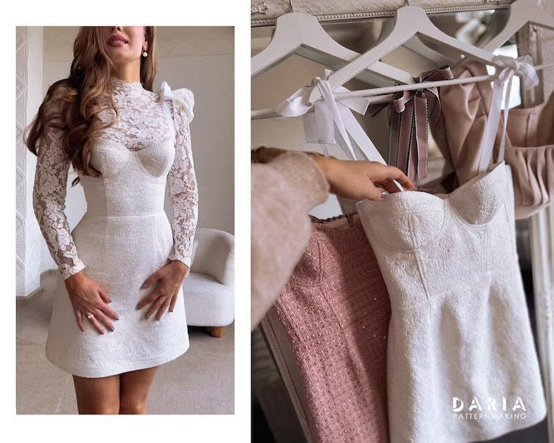 Rose Cafe Bustier Dress Sewing Pattern: Underwire Soft Cup (A4 PDF Download)