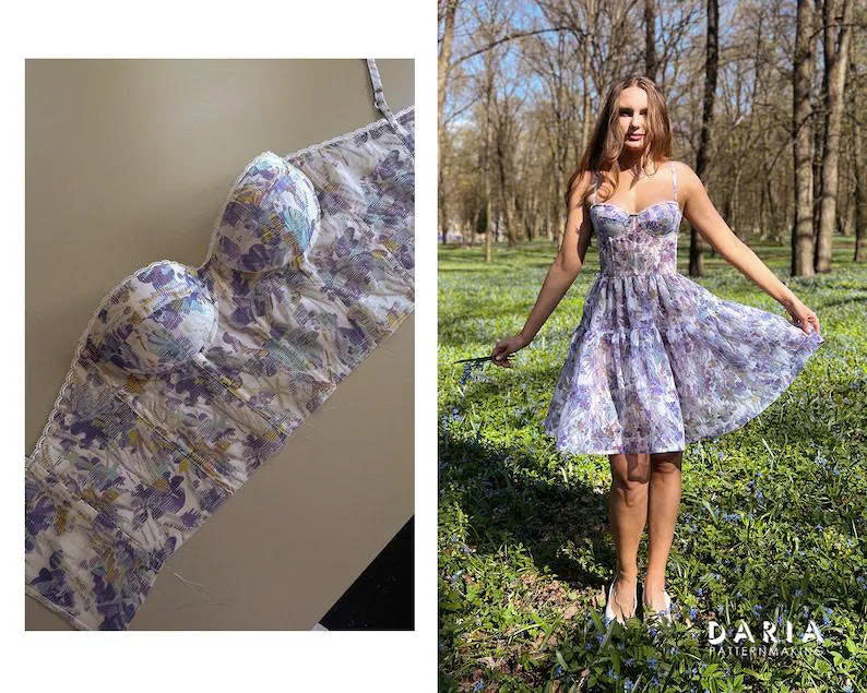 Rose Cafe Bustier Dress Sewing Pattern: Underwire Soft Cup (A4 PDF Download)