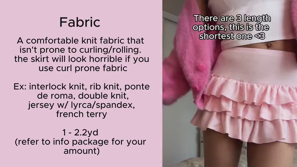 Tiered Ruffle Mini Skirt Pattern: Knit Stretch Fabric (PDF Pattern) + Video tutorial