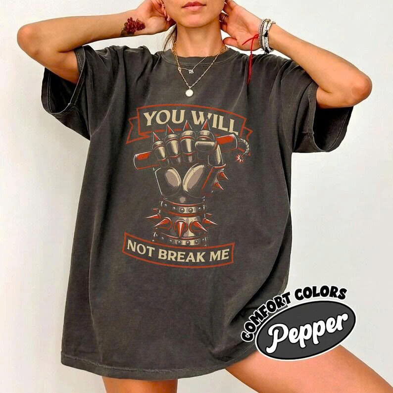 You Will Not Break Me SVG, Rock Punk Fist Holding Dynamite PNG, Edgy Motivational Warrior Shirt Design, Digital Download File
