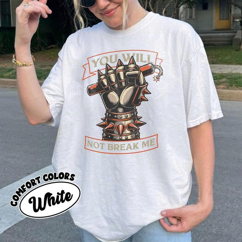 You Will Not Break Me SVG, Rock Punk Fist Holding Dynamite PNG, Edgy Motivational Warrior Shirt Design, Digital Download File