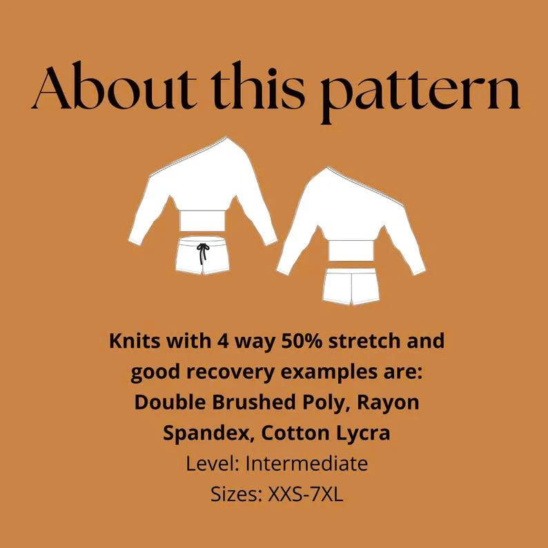 Two Piece Set Sewing Pattern | Crop Top and Booty Shorts | Pattern + Detailed Illustrated Instruction | XXS - 7XL | A0, A4 & US-Letter