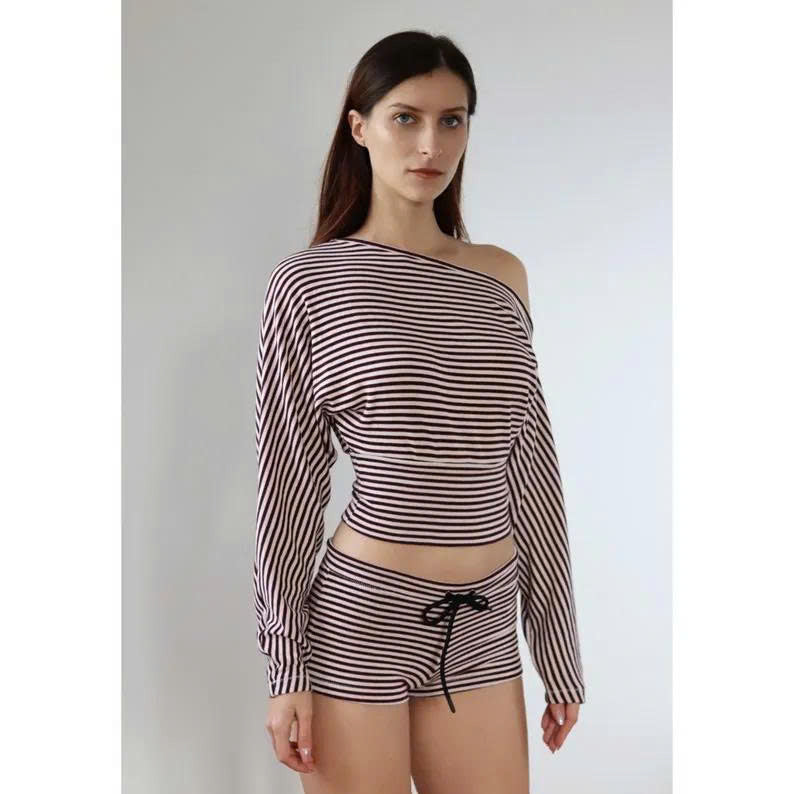 Two Piece Set Sewing Pattern | Crop Top and Booty Shorts | Pattern + Detailed Illustrated Instruction | XXS - 7XL | A0, A4 & US-Letter