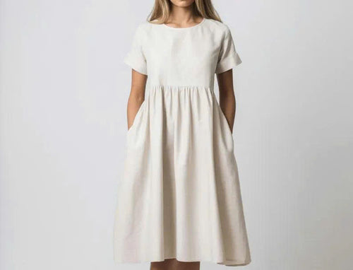 Linen Dress Sewing Pattern | XS-XXXL | Instant Download | Easy PDF | Short Sleeve Gathered Summer Dress | Gathered Skirt Pockets | Sundress