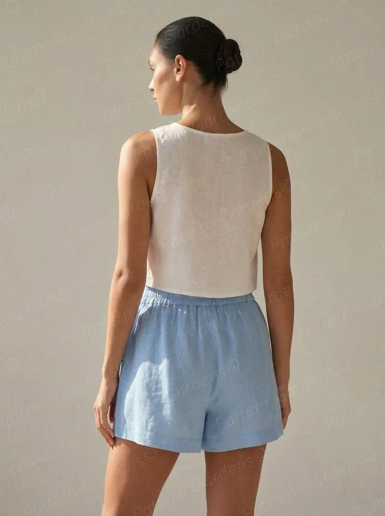 Women's Shorts Sewing Pattern - Simple Shorts Pattern (Linen Shorts With Pockets PDF Pattern)