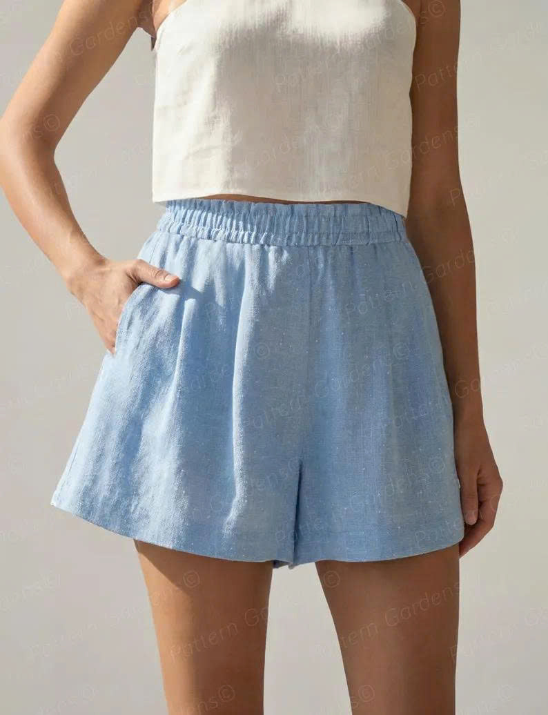 Women's Shorts Sewing Pattern - Simple Shorts Pattern (Linen Shorts With Pockets PDF Pattern)