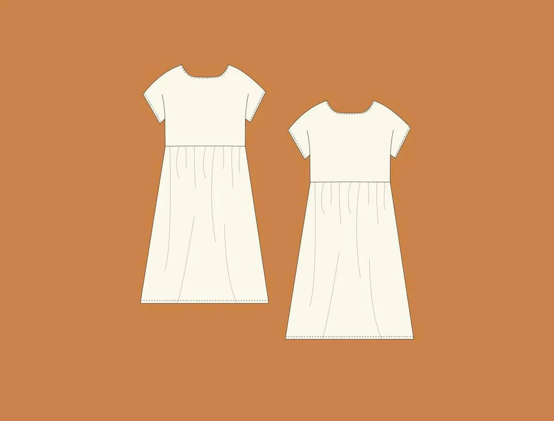 Linen Dress Sewing Pattern | XS-XXXL | Instant Download | Easy PDF | Short Sleeve Gathered Summer Dress | Gathered Skirt Pockets | Sundress