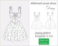 Milkmaid dress pattern Daisy, corset dress sewing pattern sundress, mini summer dress pattern for women - PDF download, XS - XXXL