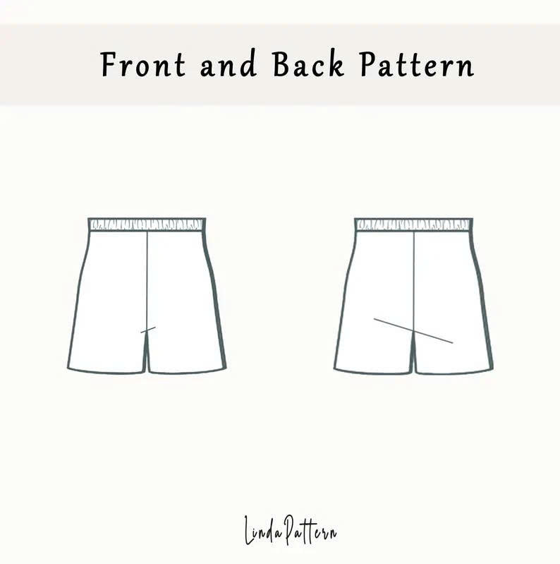 Easy shorts pattern pdf | XS-XXL | Elastic shorts pdf Sewing Pattern | Instant Download | pj sewing pattern Sewing for Women's Shorts A0 A4