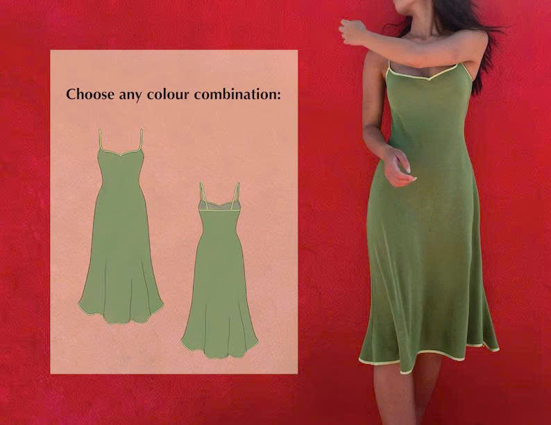 Slip Dress Sewing Pattern PDF | Graduation Dress Pattern with Video Tutorial, Beginner Cami Dress Pattern, Midi & Mini Stretch Dress, Size 4-20