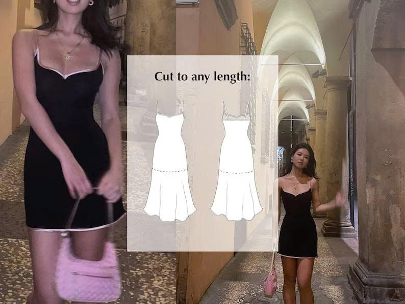 Slip Dress Sewing Pattern PDF | Graduation Dress Pattern with Video Tutorial, Beginner Cami Dress Pattern, Midi & Mini Stretch Dress, Size 4-20