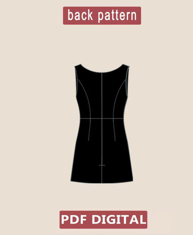 Boat Neck A Line Mini Dress Sewing Pattern PDF | Sleeveless Shift Dress Pattern, Advanced Beginner Elegant Dress PDF, Plus Size 4XL, Gift Skirt