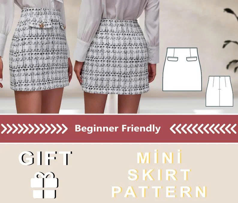 Boat Neck A Line Mini Dress Sewing Pattern PDF | Sleeveless Shift Dress Pattern, Advanced Beginner Elegant Dress PDF, Plus Size 4XL, Gift Skirt