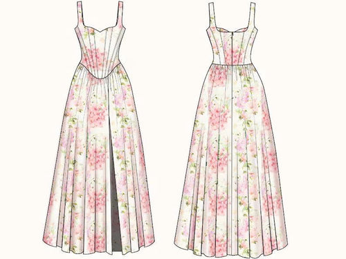 Evening Corset Dress Sewing Pattern| Slit Dress Pattern| Sweetheart Neck Dress Pattern| Wedding Dress| Plus Size Sewing Pattern| US 00-20