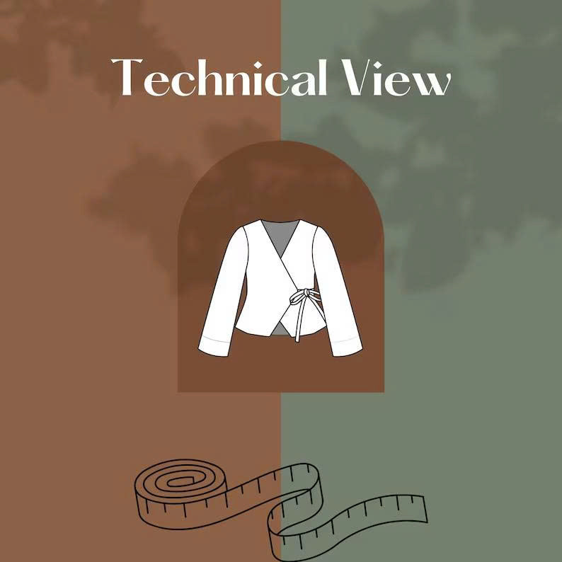 Wrap Top Sewing Pattern: Long Sleeve Tie Blouse (PDF Download)