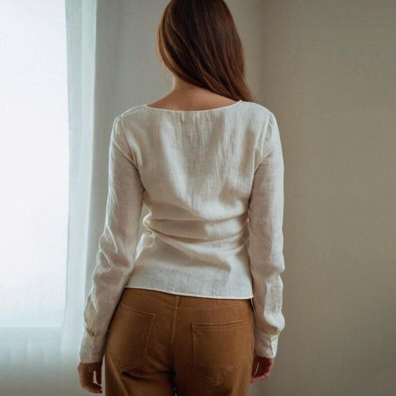 Wrap Top Sewing Pattern: Long Sleeve Tie Blouse (PDF Download)