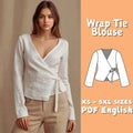 Wrap Top Sewing Pattern: Long Sleeve Tie Blouse (PDF Download)