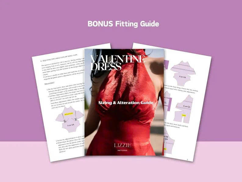 Halter Neck Tie Dress and Top Sewing Pattern with Bust Pleats Side Panels | Valentine dress PDF Download