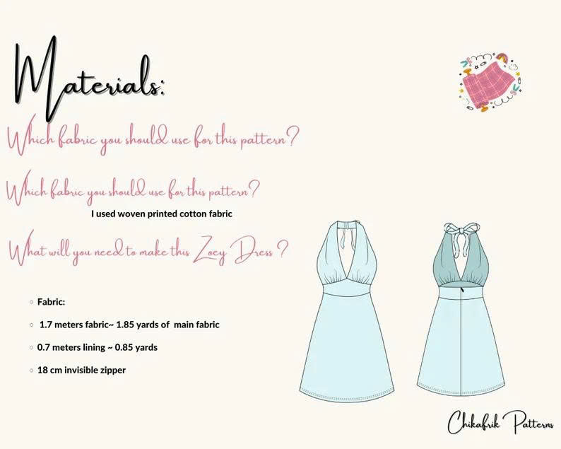 Zoey Halter Neck Summer Dress Sewing Pattern (PDF Pattern)