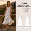 Flounce Midi Dress Pattern, PDF Sewing Pattern Dress, Easy Wedding Midi Dress Sewing Pattern, Summer Dress Pattern XS-4XL